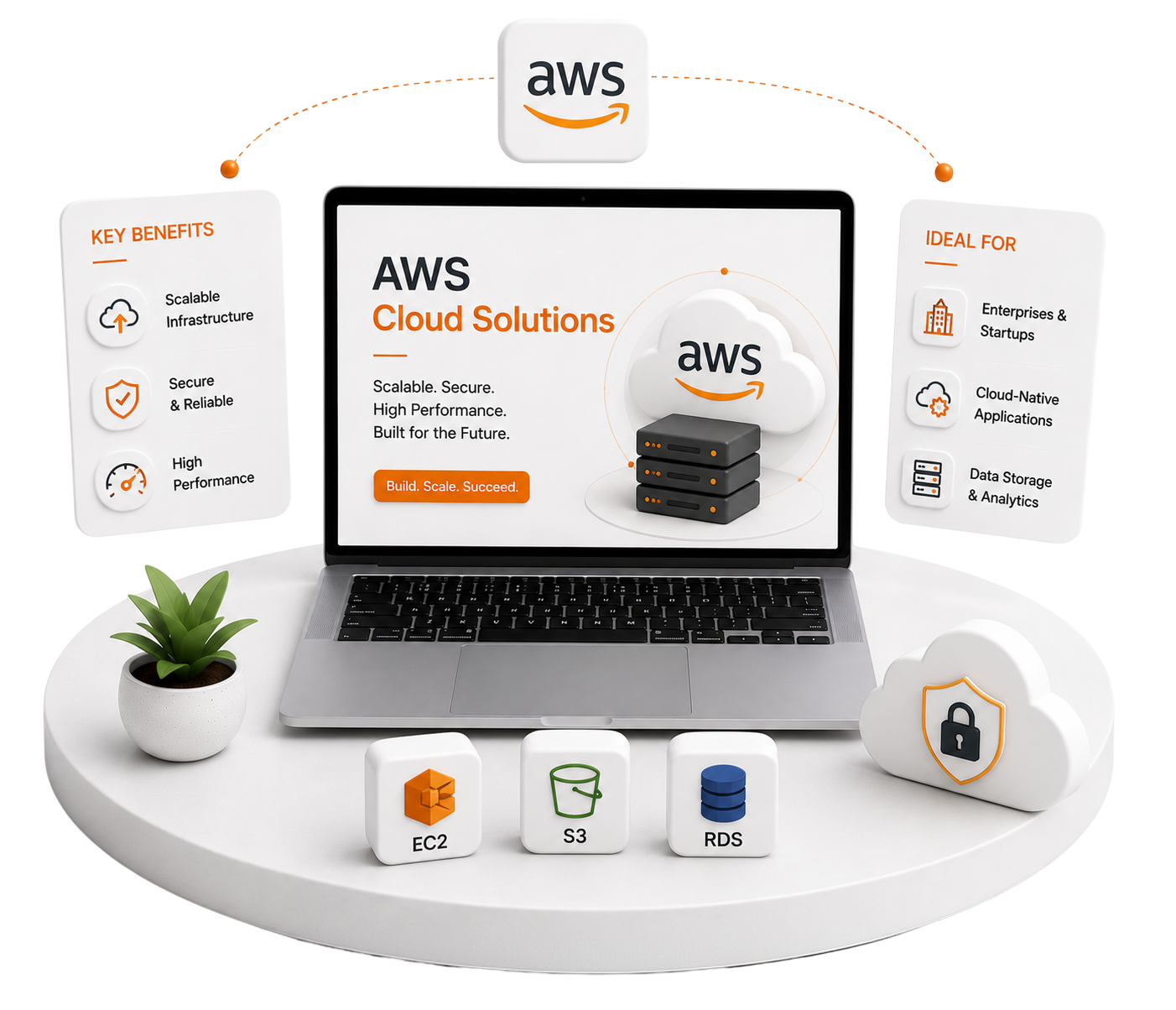AWS cloud solutions illustration